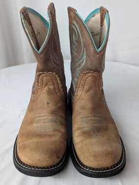 Ariat Fat Baby Heritage Western Boots Women's Size 9.5 B Brown Leather & Suede